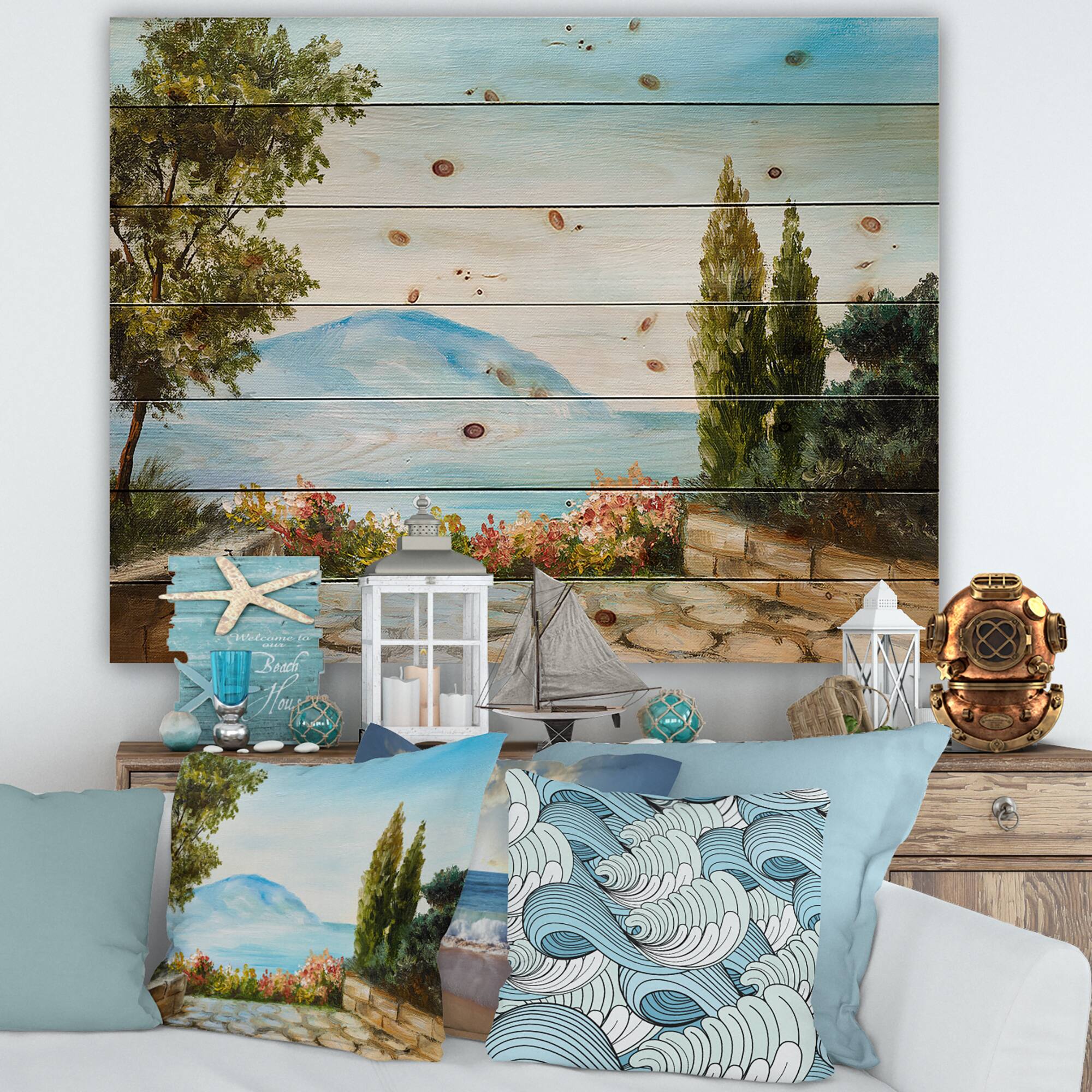 Designart - Mountains View By The Sea Side